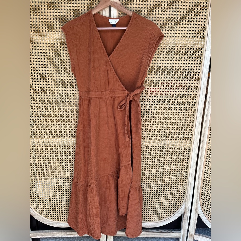 Terracotta Midi Wrap Dress